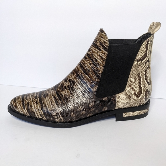 Freda Salvador Snake-Printed Skin Italian Leather Chelsea Boots Bootie Size 7 - Picture 7 of 14